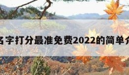 测名字打分最准免费2022的简单介绍