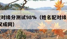 姓名配对缘分测试98%（姓名配对缘分测试打分 汉成网）